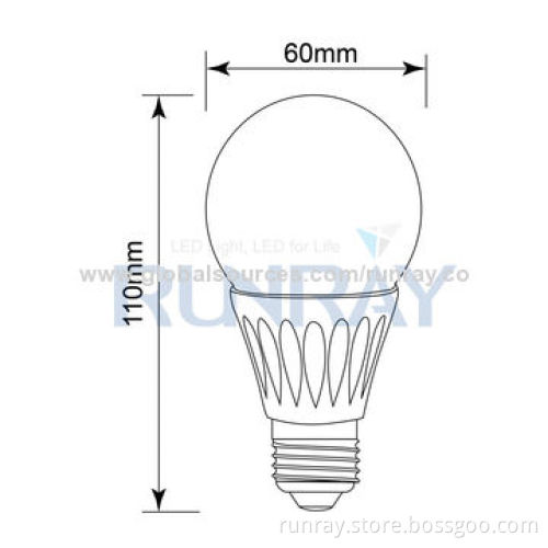 3W E27 LED Bulb, 85-265V AC/ 90-110lm/W/Epistar 5730 SMD Chip/2-year Warranty, Aluminum